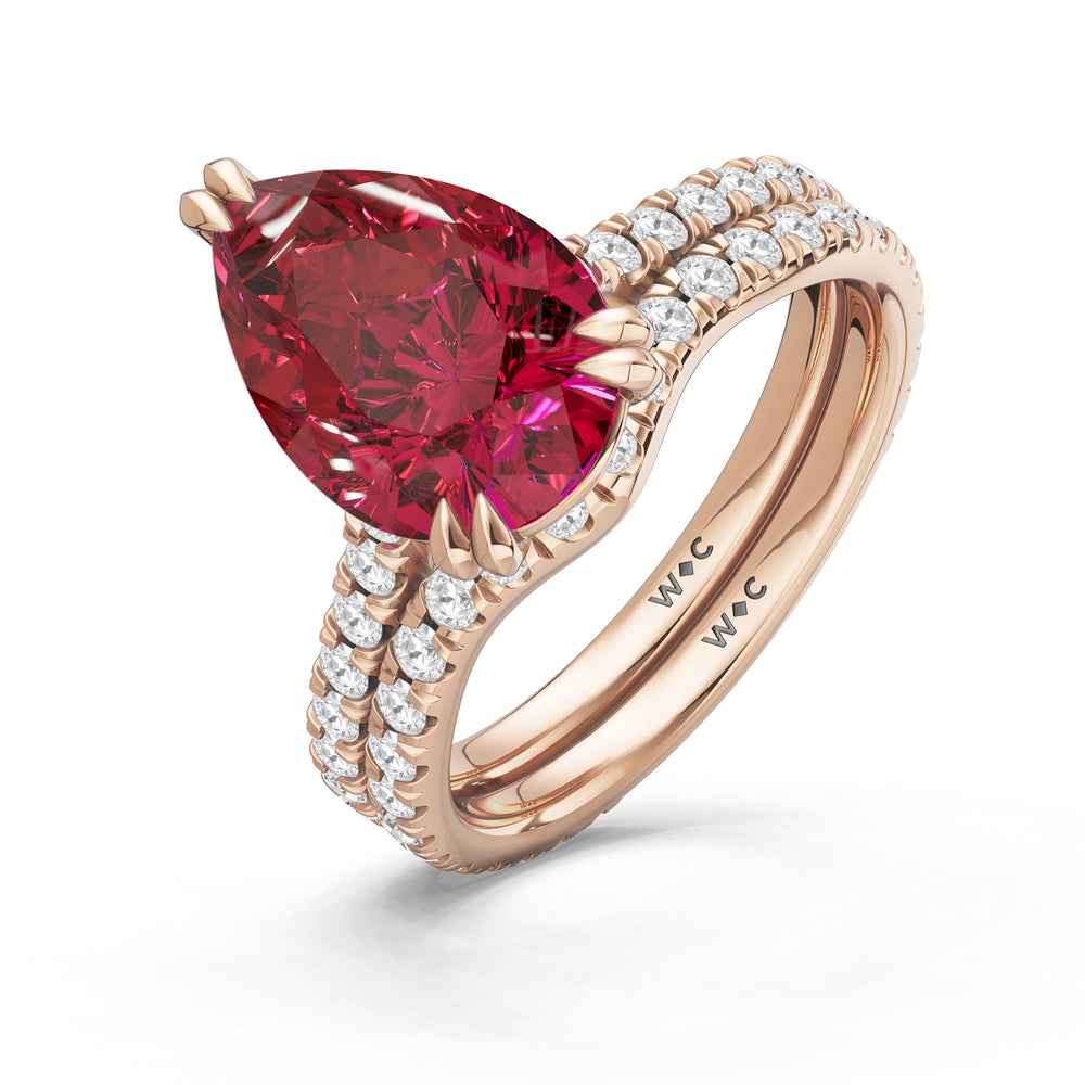 The Arden Ring with Created Ruby Cut Diamond in 14KT Rose Gold view 4
