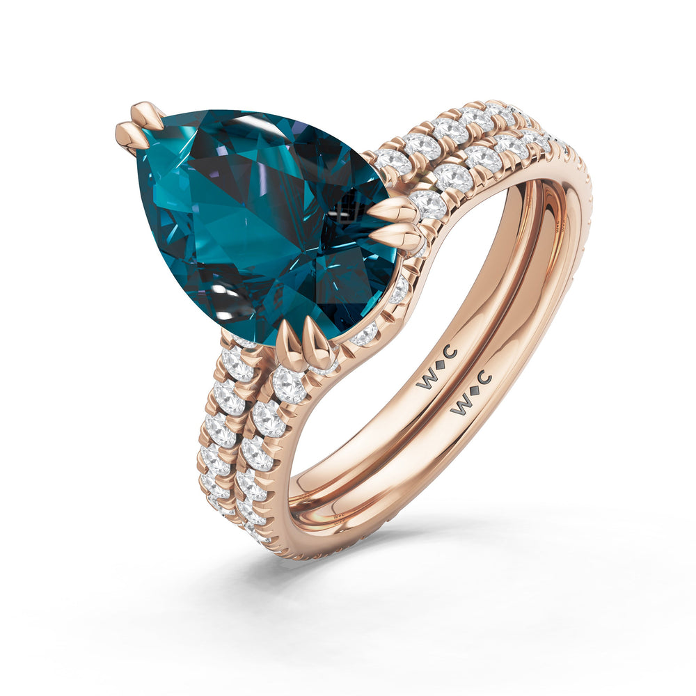 The Arden Ring with Created London Blue Topaz Cut Diamond in 14KT Rose Gold view 4
