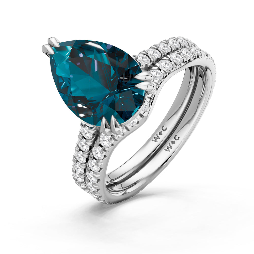 The Arden Ring with Created London Blue Topaz Cut Diamond in 14KT Platinum view 4
