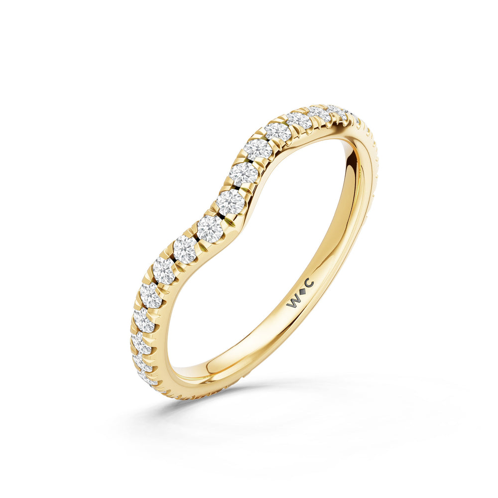 The Arden Diamond Wedding Band with Created Ruby Cut Diamond in 14KT Yellow Gold view 4

