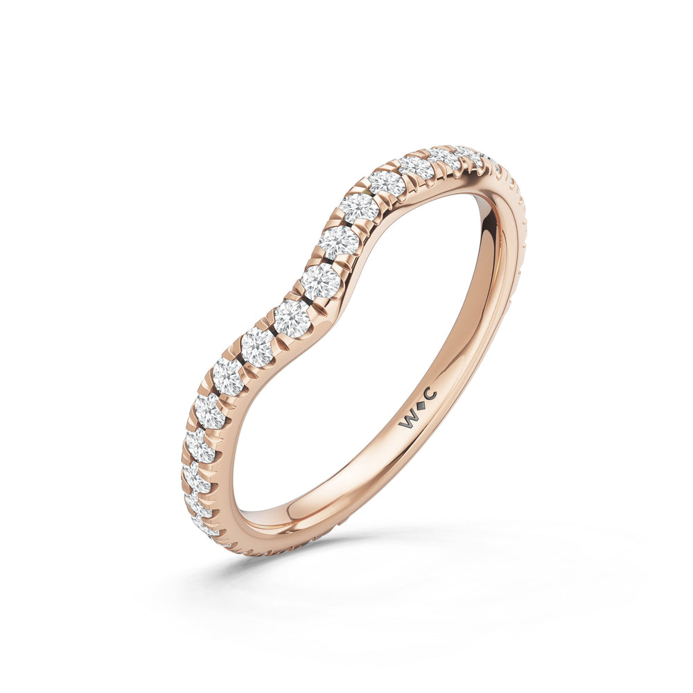 The Arden Diamond Wedding Band with Created Emerald Cut Diamond in 14KT Rose Gold view 4
