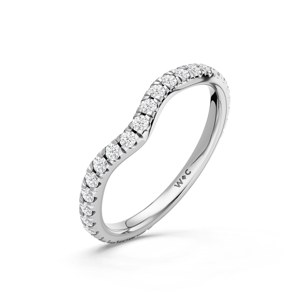 The Arden Diamond Wedding Band with Created London Blue Topaz Cut Diamond in 14KT Platinum view 4
