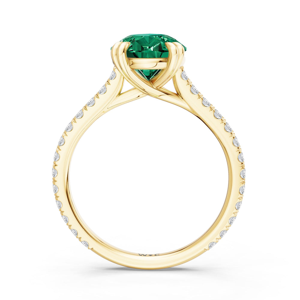 The Arden Ring with Created Emerald Cut Diamond in 14KT Yellow Gold view 2
