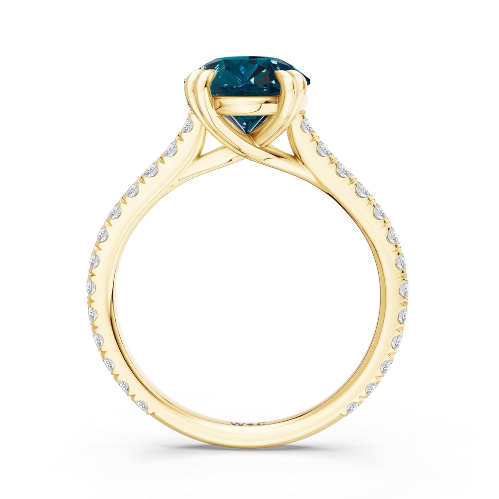 The Arden Ring with Created London Blue Topaz Cut Diamond in 14KT Yellow Gold view 2
