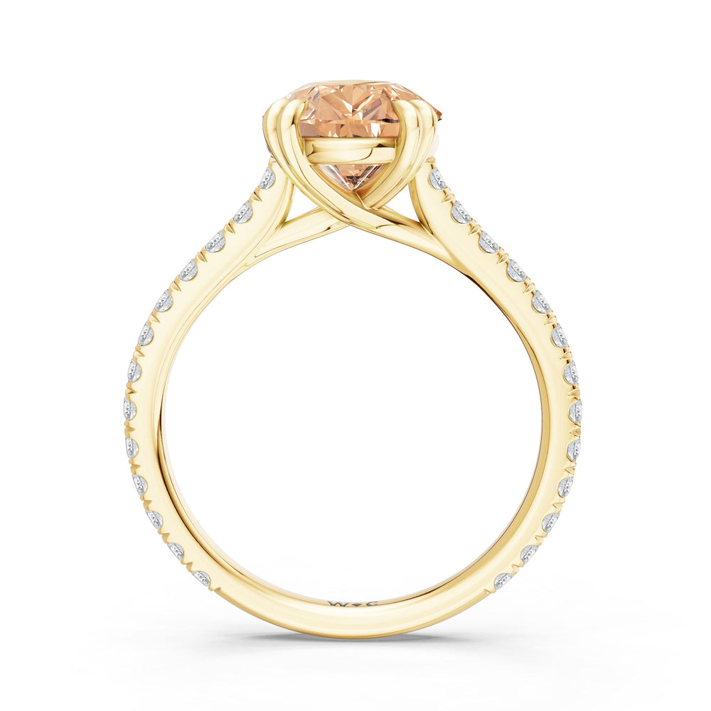 The Arden Ring with Created Morganite Cut Diamond in 14KT Yellow Gold view 2
