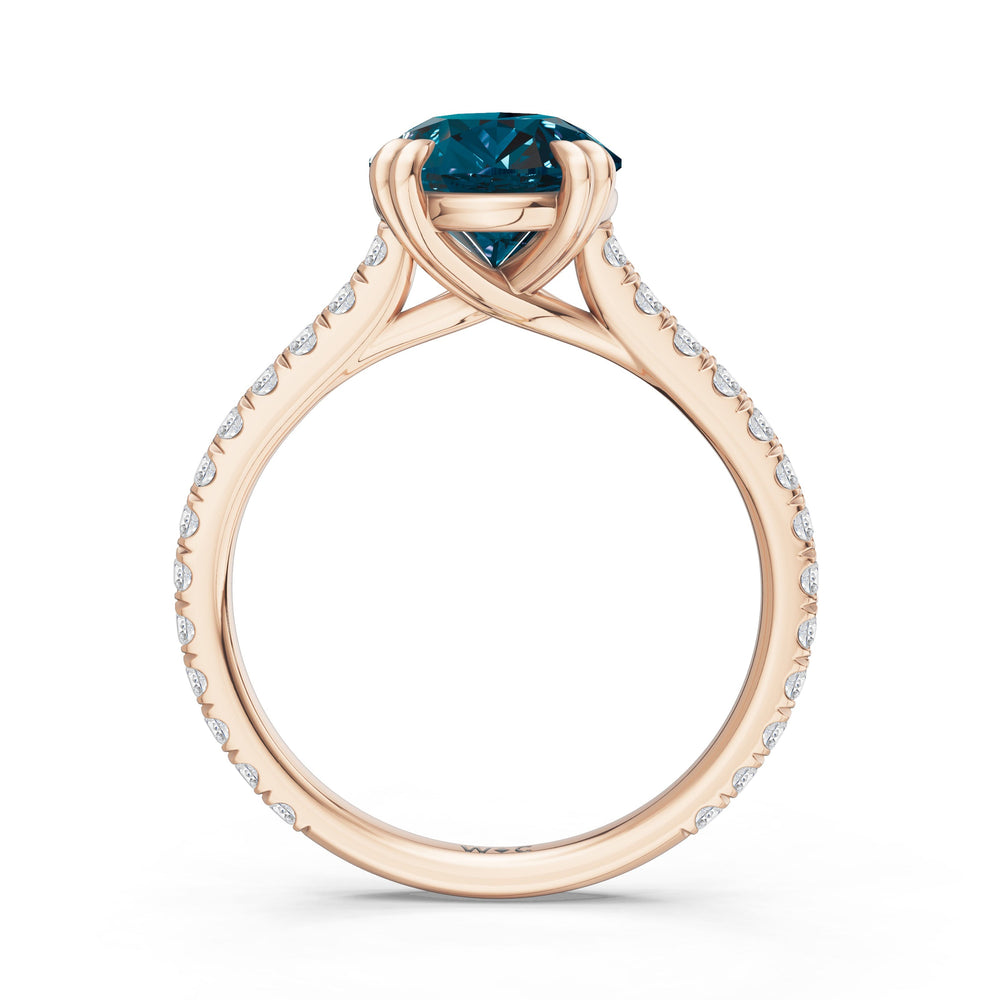 The Arden Ring with Created London Blue Topaz Cut Diamond in 14KT Rose Gold view 2

