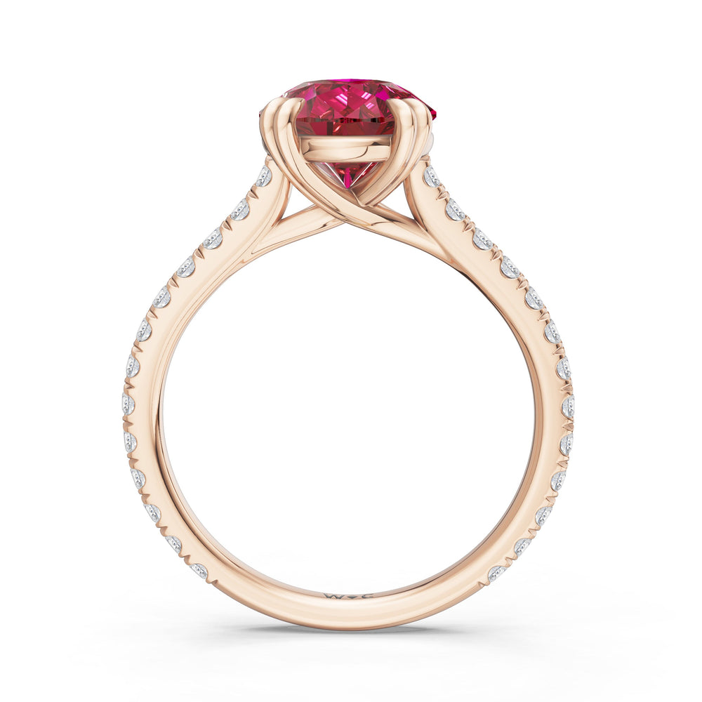 The Arden Ring with Created Ruby Cut Diamond in 14KT Rose Gold view 2
