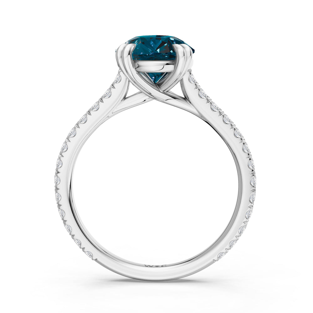The Arden Ring with Created London Blue Topaz Cut Diamond in 14KT Platinum view 2
