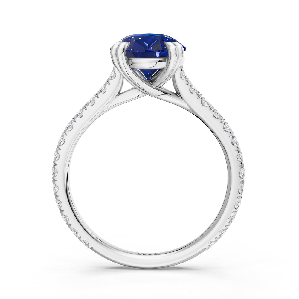 The Arden Ring with Created Blue Sapphire Cut Diamond in 14KT Platinum view 2
