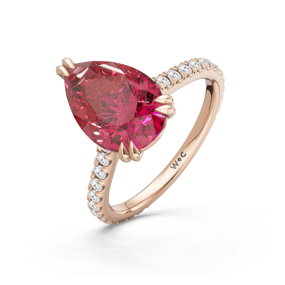 The Arden Ring with Created Ruby Cut Diamond in 14KT Rose Gold view 3

