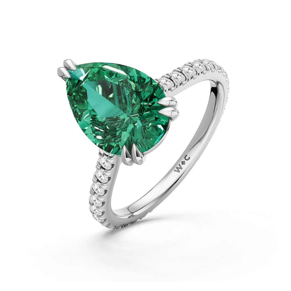 The Arden Ring with Created Emerald Cut Diamond in 14KT Platinum view 3
