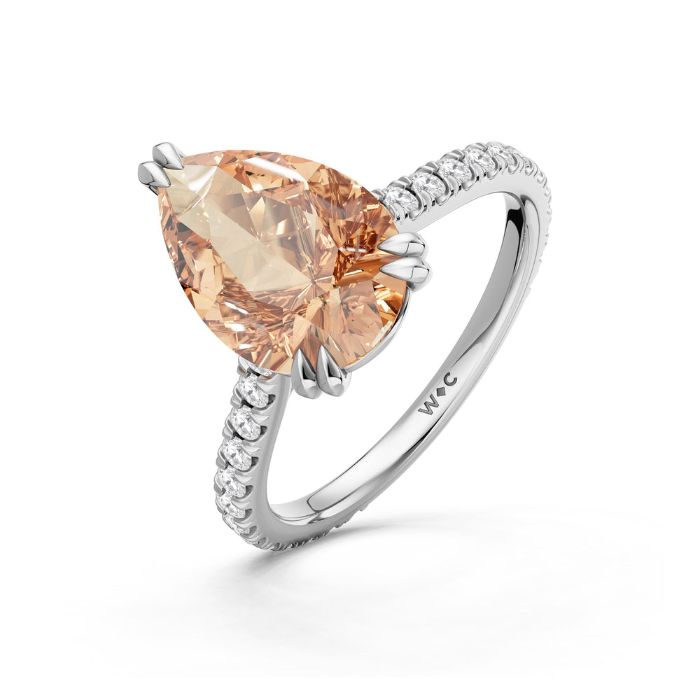 The Arden Ring with Created Morganite Cut Diamond in 14KT Platinum view 3
