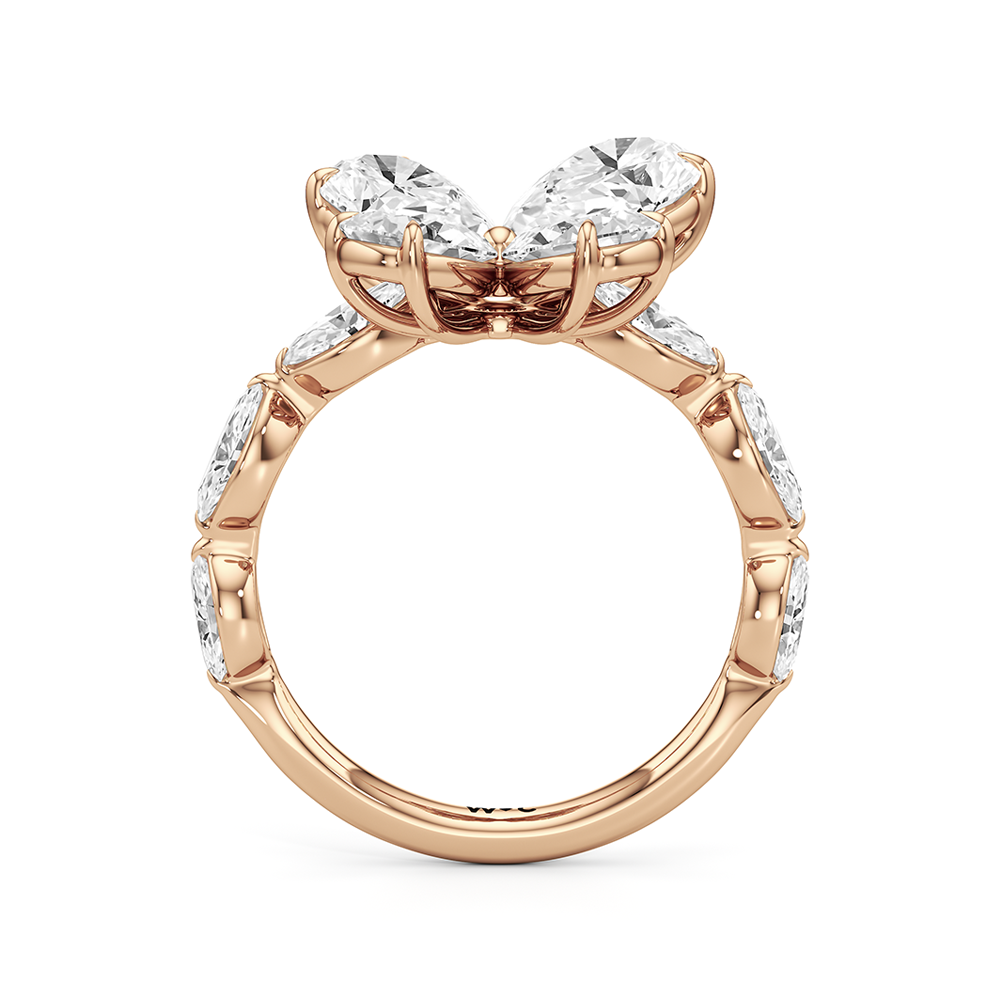 Clover Ring with 18KT Rose Gold / Lab / 3 5/8 Cut Diamond in 14KT Rose Gold / Lab / 3 5/8 view 3
