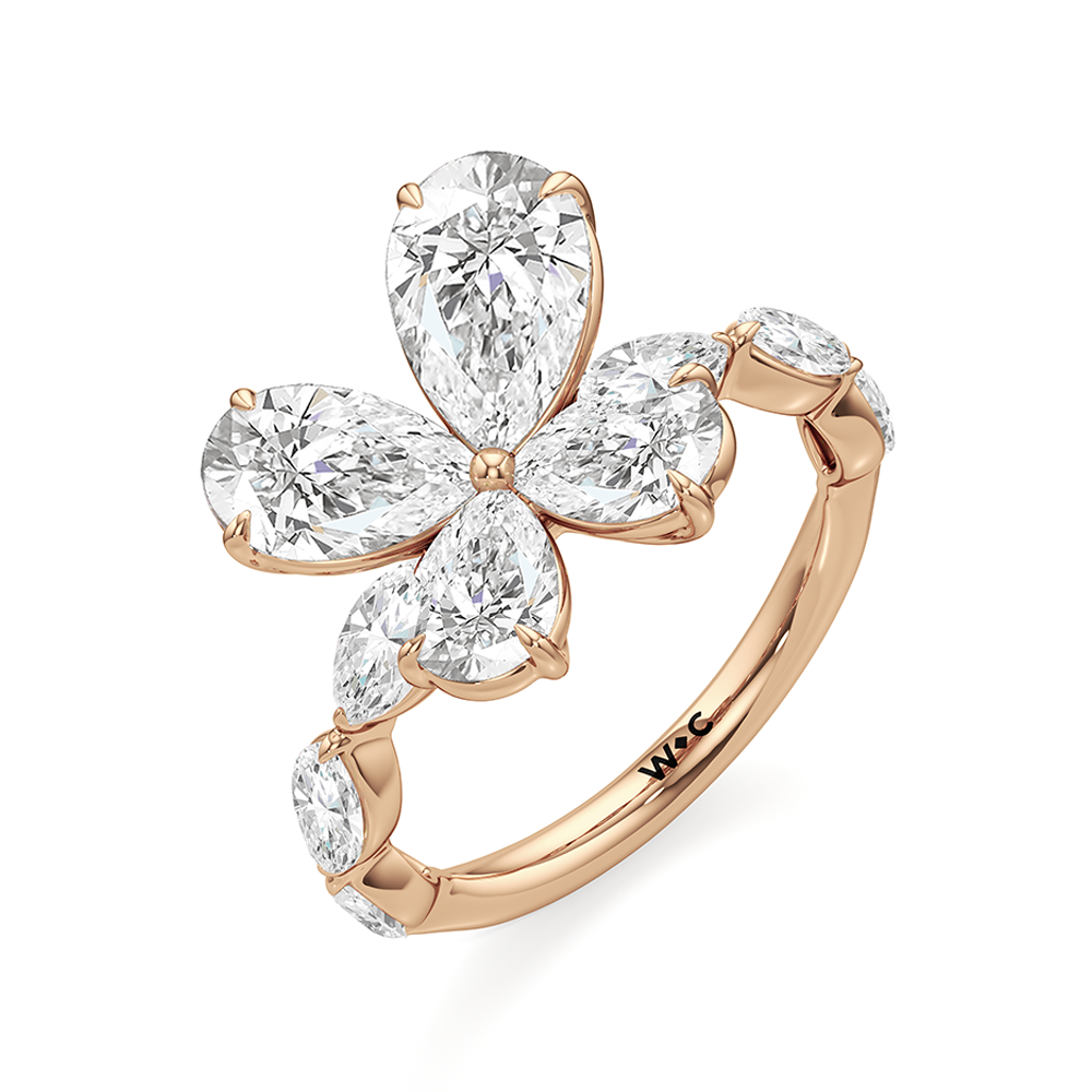 Clover Ring with 18KT Rose Gold / Lab / 3 5/8 Cut Diamond in 14KT Rose Gold / Lab / 3 5/8 view 4
