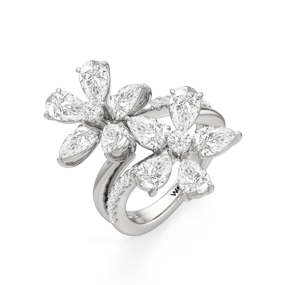 Daisy Duet Ring with 18KT White Gold / Lab / 5 3/8 Cut Diamond in 14KT White Gold / Lab / 5 3/8 view 2
