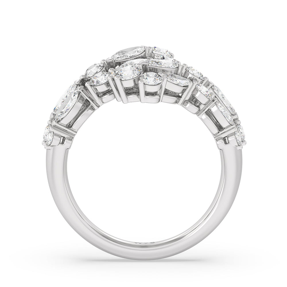 Marquise and Round Bypass Fashion Ring with Platinum / Lab / 3 1/10 Cut Diamond in 14KT Platinum / Lab / 3 1/10 view 2
