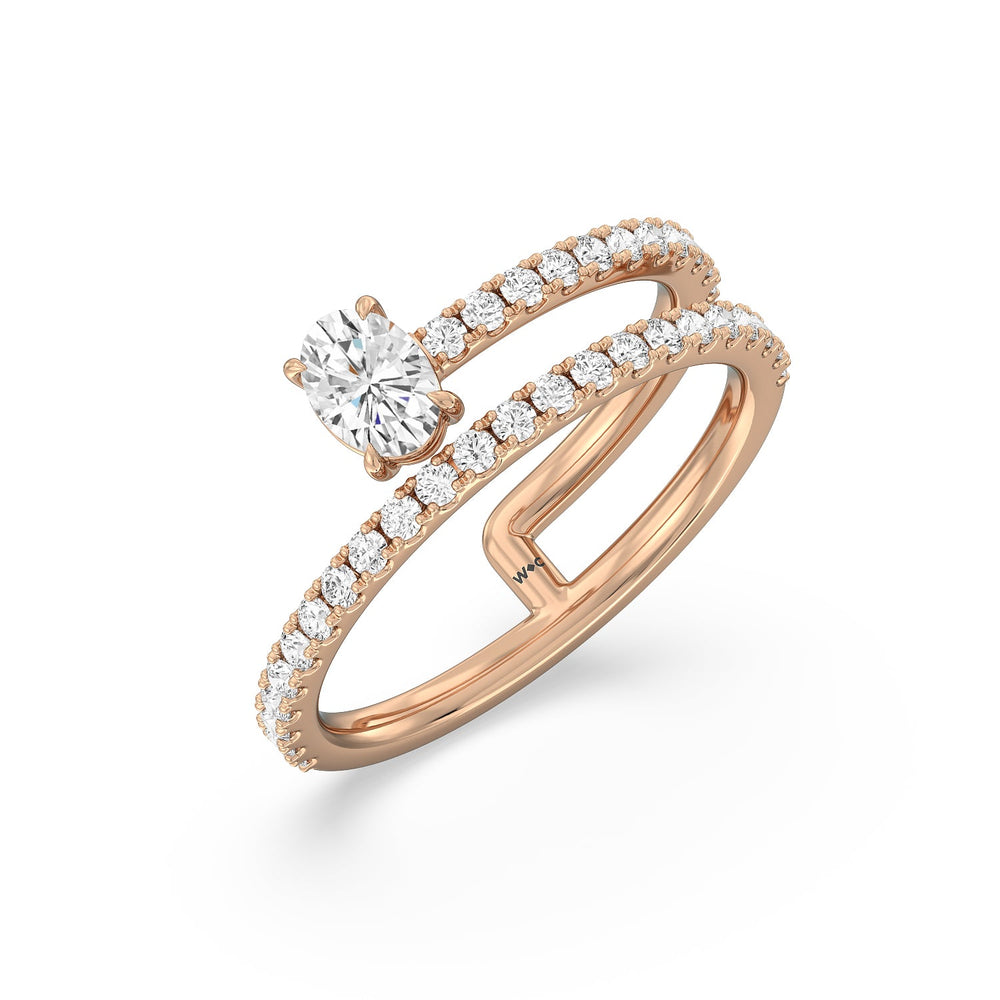One and A Moiety Diamond Fashion Ring with 14KT Rose Gold / Lab / 3/4 Cut Diamond in 14KT Rose Gold / Lab / 3/4 view 3
