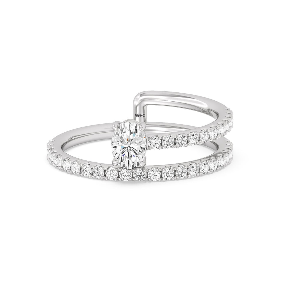 One and A Moiety Diamond Fashion Ring with 14KT White Gold / Lab / 3/4 Cut Diamond in 14KT White Gold / Lab / 3/4 view 1
