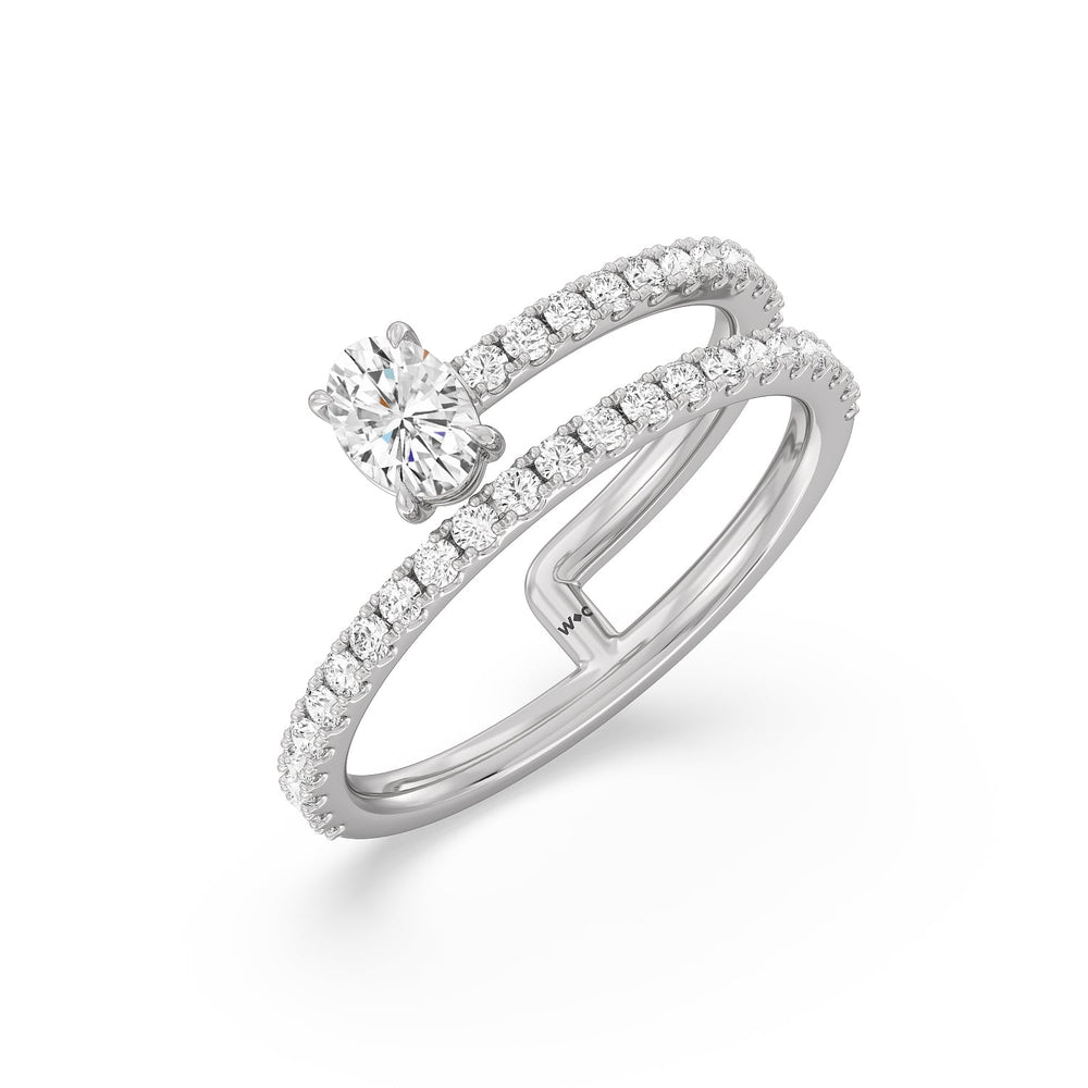 One and A Moiety Diamond Fashion Ring with 14KT White Gold / Lab / 3/4 Cut Diamond in 14KT White Gold / Lab / 3/4 view 3

