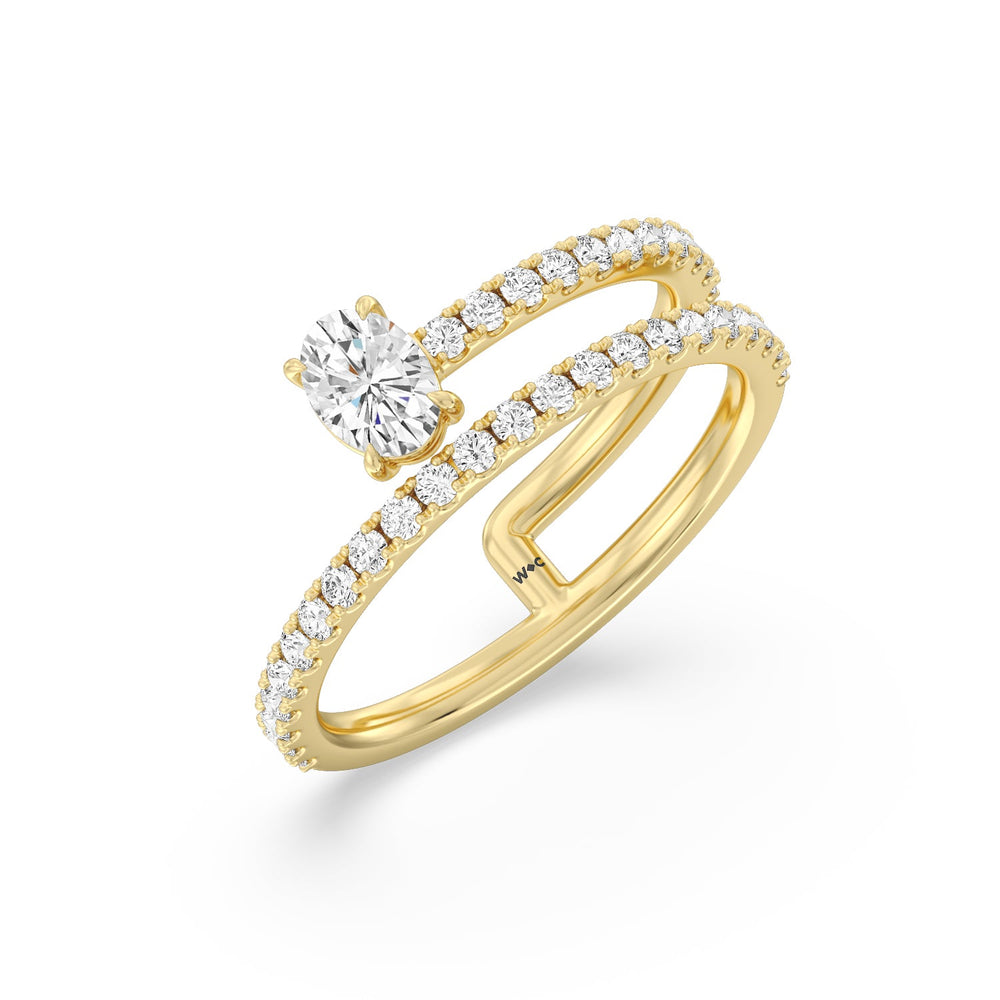 One and A Moiety Diamond Fashion Ring with 14KT Yellow Gold / Lab / 3/4 Cut Diamond in 14KT Yellow Gold / Lab / 3/4 view 3
