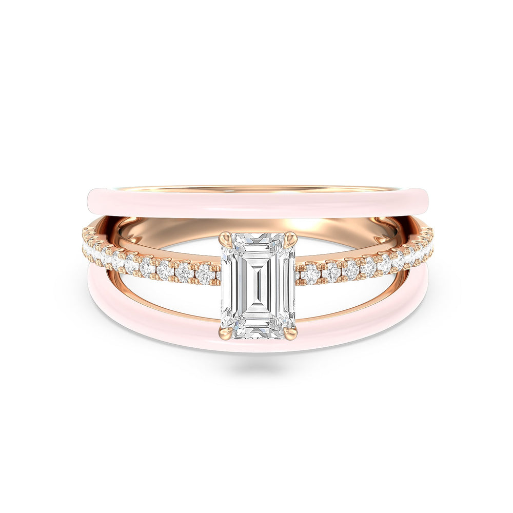 Three Layer Diamond Ring in Ceramic with 14KT Rose Gold / Lilac Blush / 1 1/5 Cut Diamond in 14KT Rose Gold / Lilac Blush / 1 1/5 view 1
