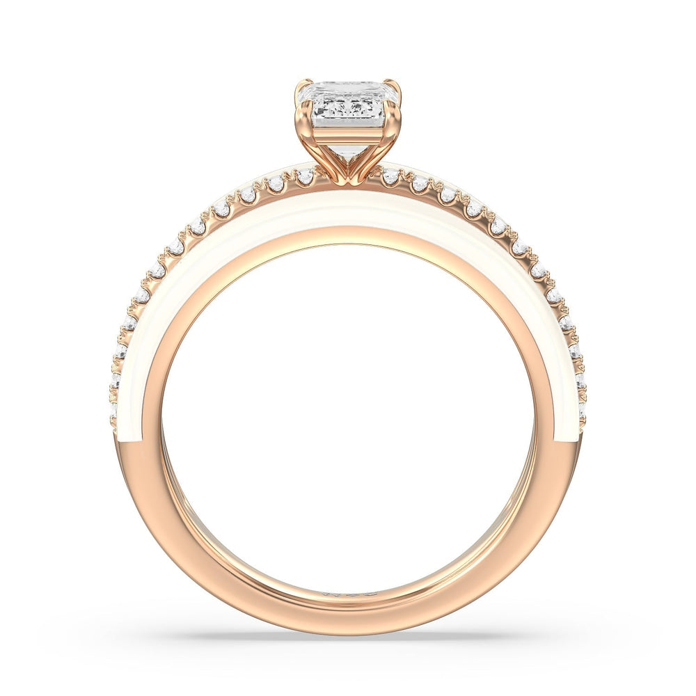 Three Layer Diamond Ring in Ceramic with 14KT Rose Gold / Frost / 1 1/5 Cut Diamond in 14KT Rose Gold / Frost / 1 1/5 view 2
