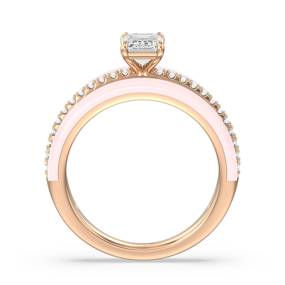 Three Layer Diamond Ring in Ceramic with 14KT Rose Gold / Lilac Blush / 1 1/5 Cut Diamond in 14KT Rose Gold / Lilac Blush / 1 1/5 view 2
