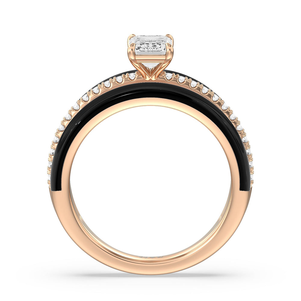 Three Layer Diamond Ring in Ceramic with 14KT Rose Gold / Midnight / 1 1/5 Cut Diamond in 14KT Rose Gold / Midnight / 1 1/5 view 2
