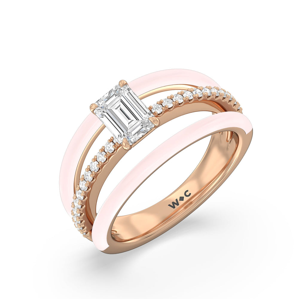 Three Layer Diamond Ring in Ceramic with 14KT Rose Gold / Lilac Blush / 1 1/5 Cut Diamond in 14KT Rose Gold / Lilac Blush / 1 1/5 view 3
