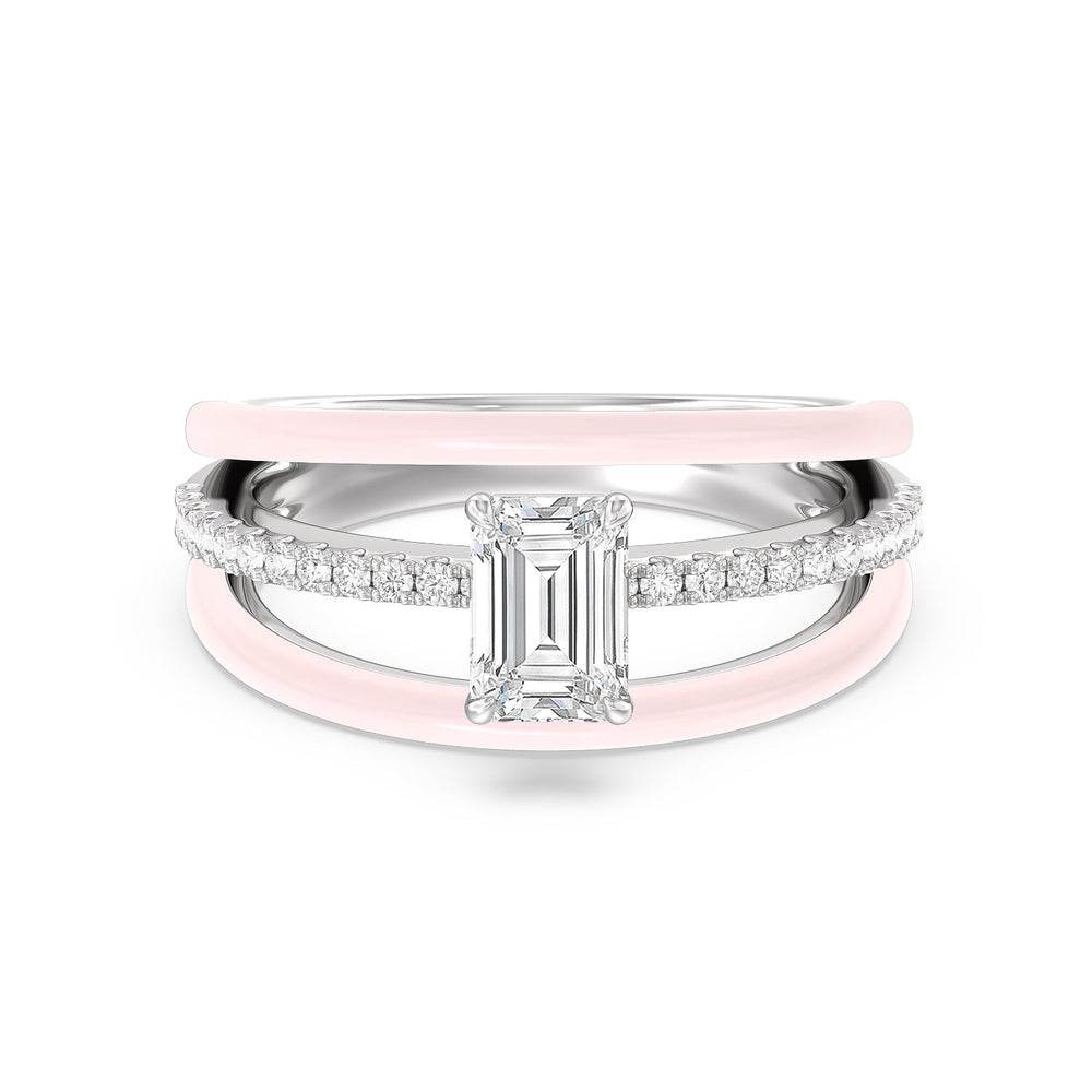 Three Layer Diamond Ring in Ceramic with 14KT White Gold / Lilac Blush / 1 1/5 Cut Diamond in 14KT White Gold / Lilac Blush / 1 1/5 view 1

