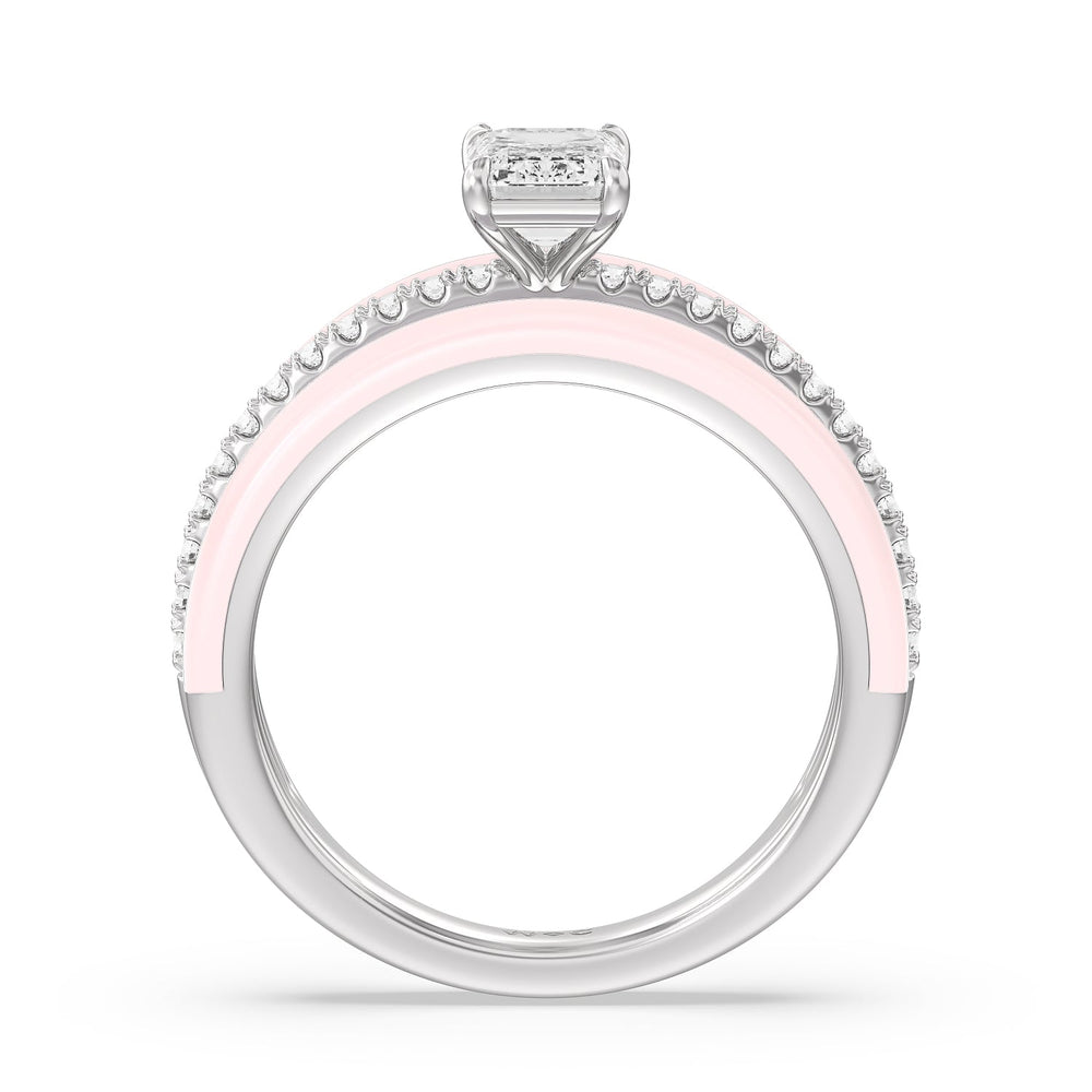 Three Layer Diamond Ring in Ceramic with 14KT White Gold / Lilac Blush / 1 1/5 Cut Diamond in 14KT White Gold / Lilac Blush / 1 1/5 view 2
