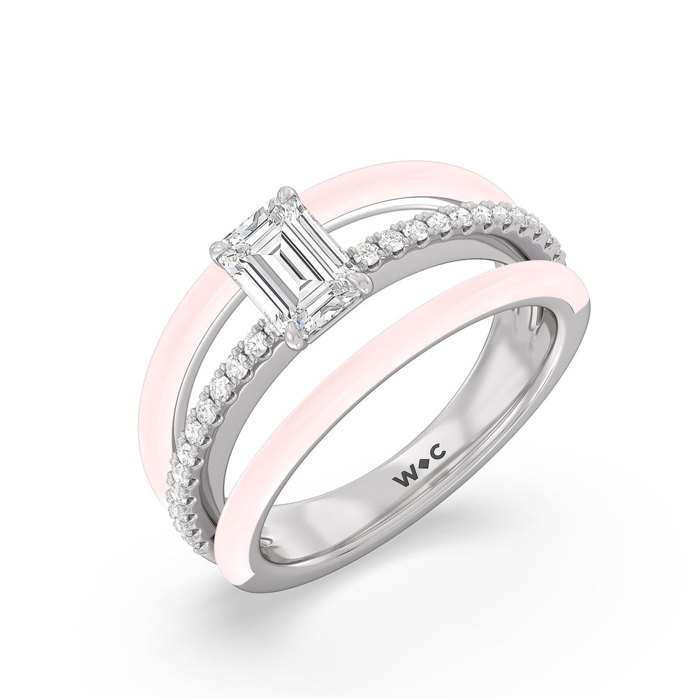 Three Layer Diamond Ring in Ceramic with 14KT White Gold / Lilac Blush / 1 1/5 Cut Diamond in 14KT White Gold / Lilac Blush / 1 1/5 view 3
