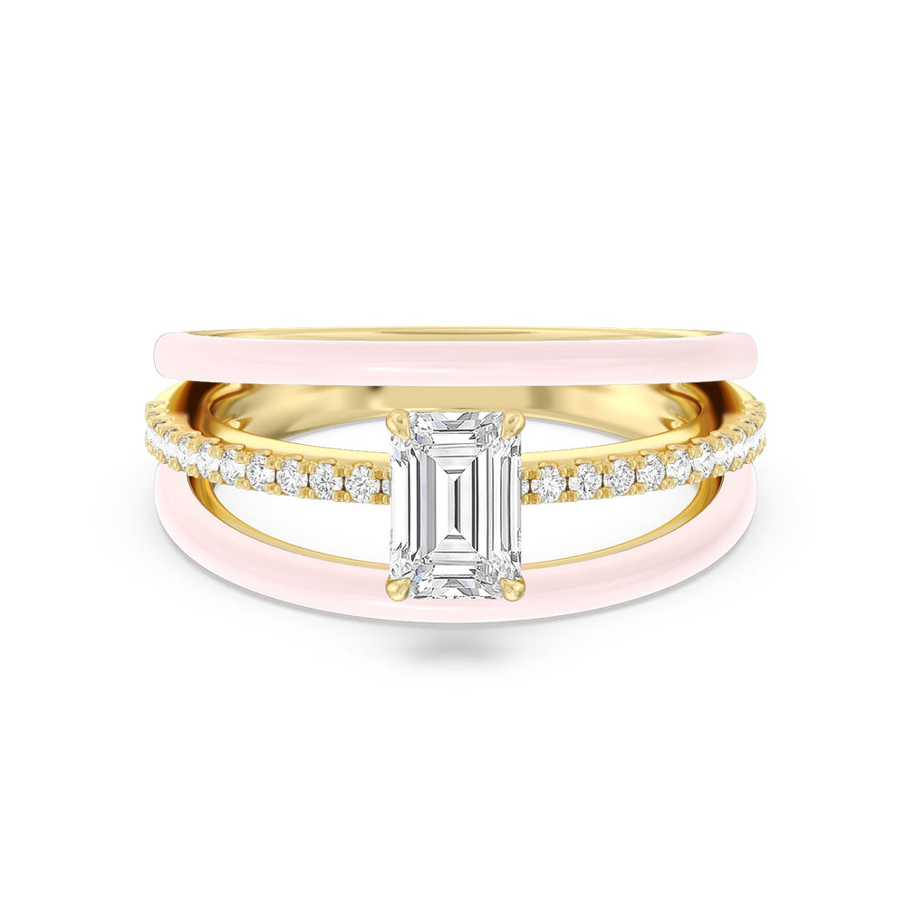 Three Layer Diamond Ring in Ceramic with 14KT Yellow Gold / Lilac Blush / 1 1/5 Cut Diamond in 14KT Yellow Gold / Lilac Blush / 1 1/5 view 1
