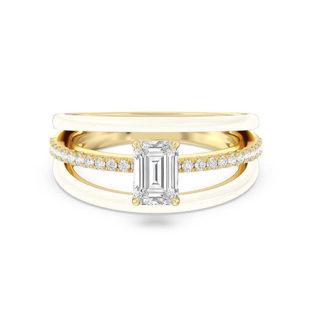 Three Layer Diamond Ring in Ceramic with 14KT Yellow Gold / Frost / 1 1/5 Cut Diamond in 14KT Yellow Gold / Frost / 1 1/5 view 1
