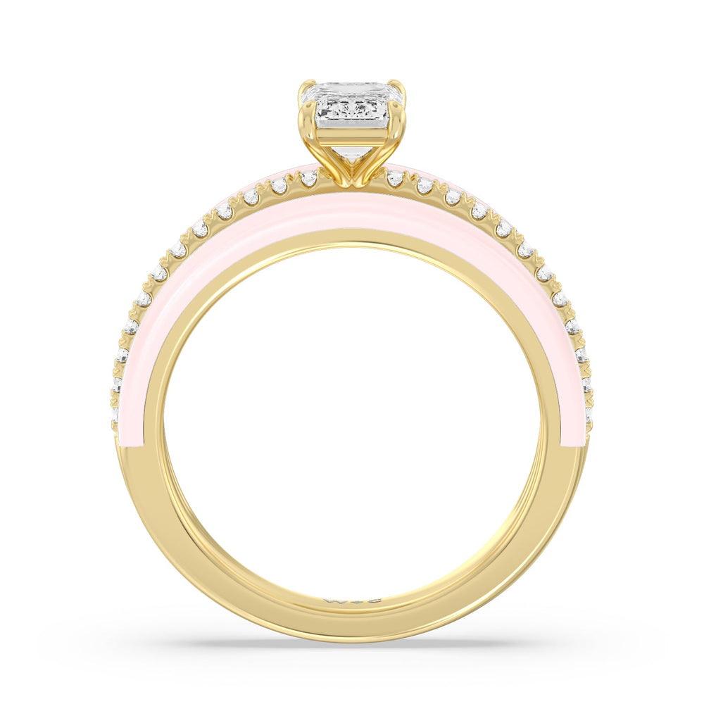 Three Layer Diamond Ring in Ceramic with 14KT Yellow Gold / Lilac Blush / 1 1/5 Cut Diamond in 14KT Yellow Gold / Lilac Blush / 1 1/5 view 2

