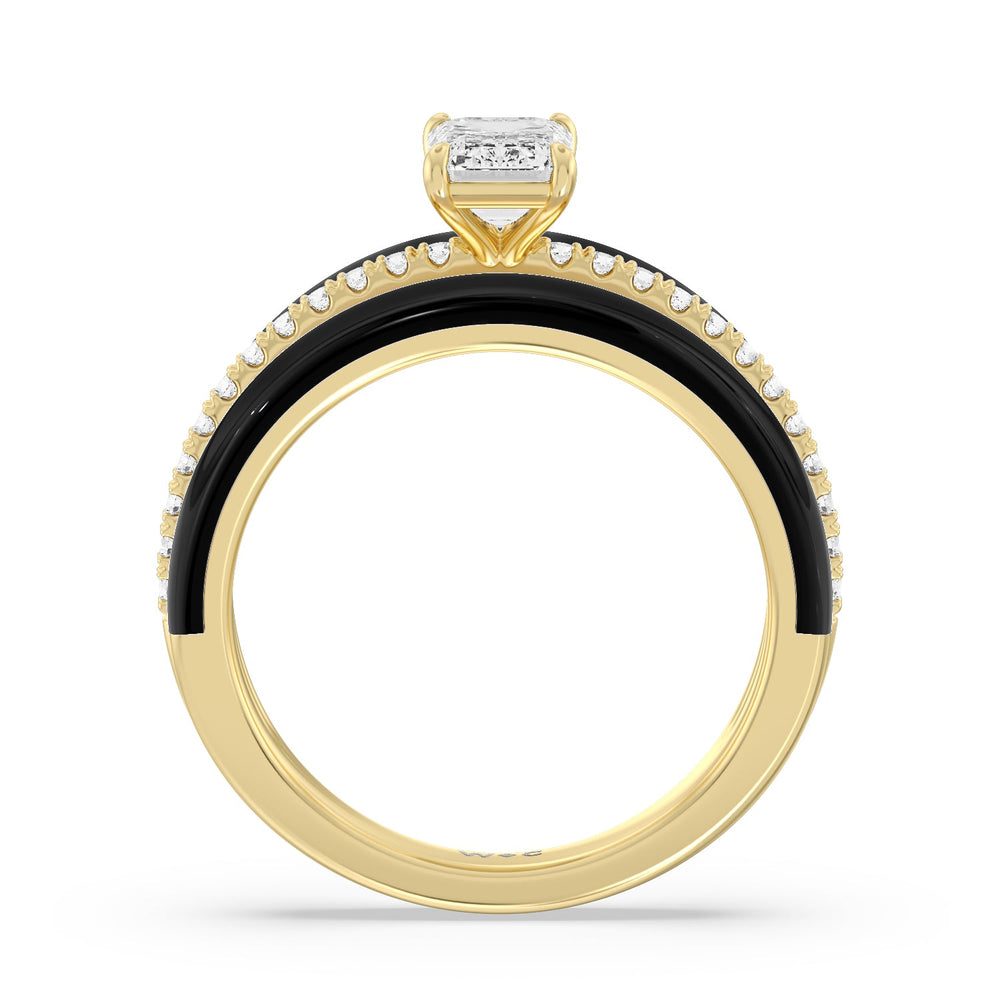 Three Layer Diamond Ring in Ceramic with 14KT Yellow Gold / Midnight / 1 1/5 Cut Diamond in 14KT Yellow Gold / Midnight / 1 1/5 view 2
