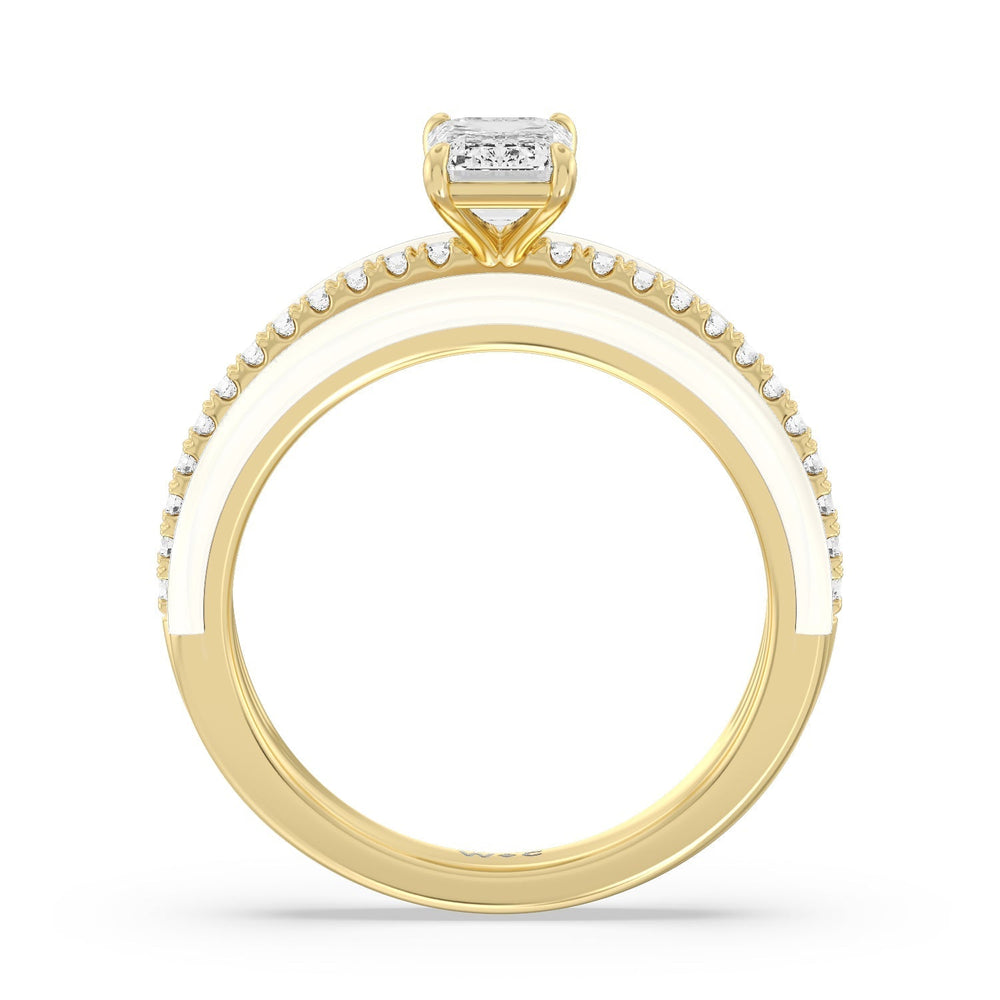 Three Layer Diamond Ring in Ceramic with 14KT Yellow Gold / Frost / 1 1/5 Cut Diamond in 14KT Yellow Gold / Frost / 1 1/5 view 2
