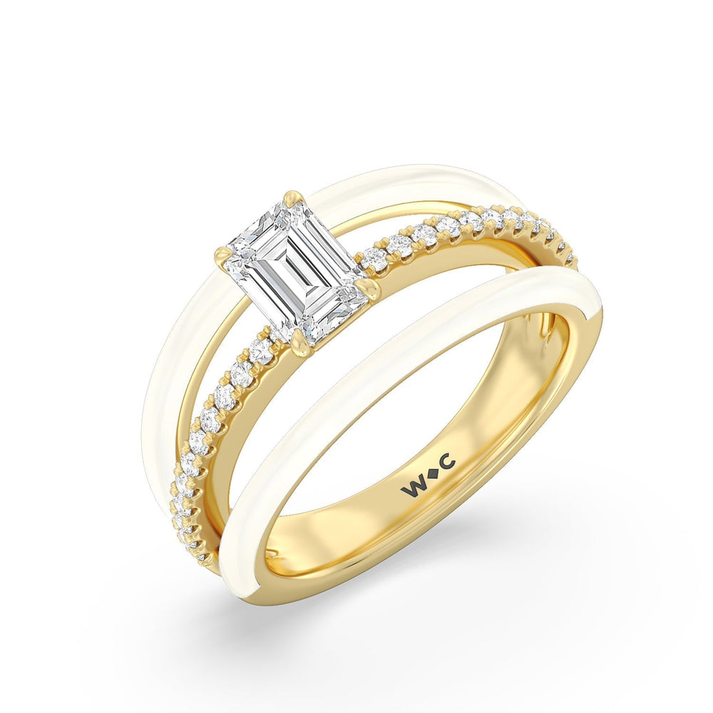 Three Layer Diamond Ring in Ceramic with 14KT Yellow Gold / Frost / 1 1/5 Cut Diamond in 14KT Yellow Gold / Frost / 1 1/5 view 3
