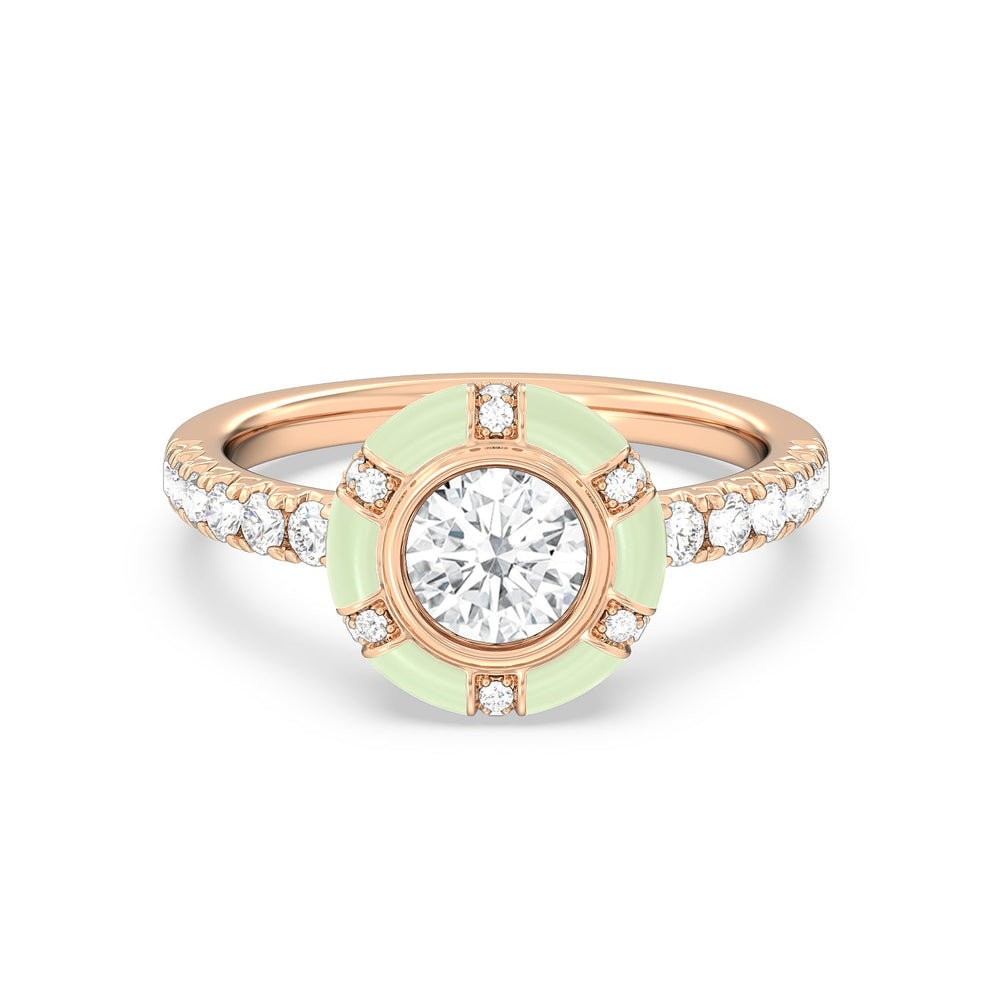 Accent Round Diamond Ring in Ceramic with 14KT Rose Gold / Olive / 1 1/3 Cut Diamond in 14KT Rose Gold / Olive / 1 1/3 view 1
