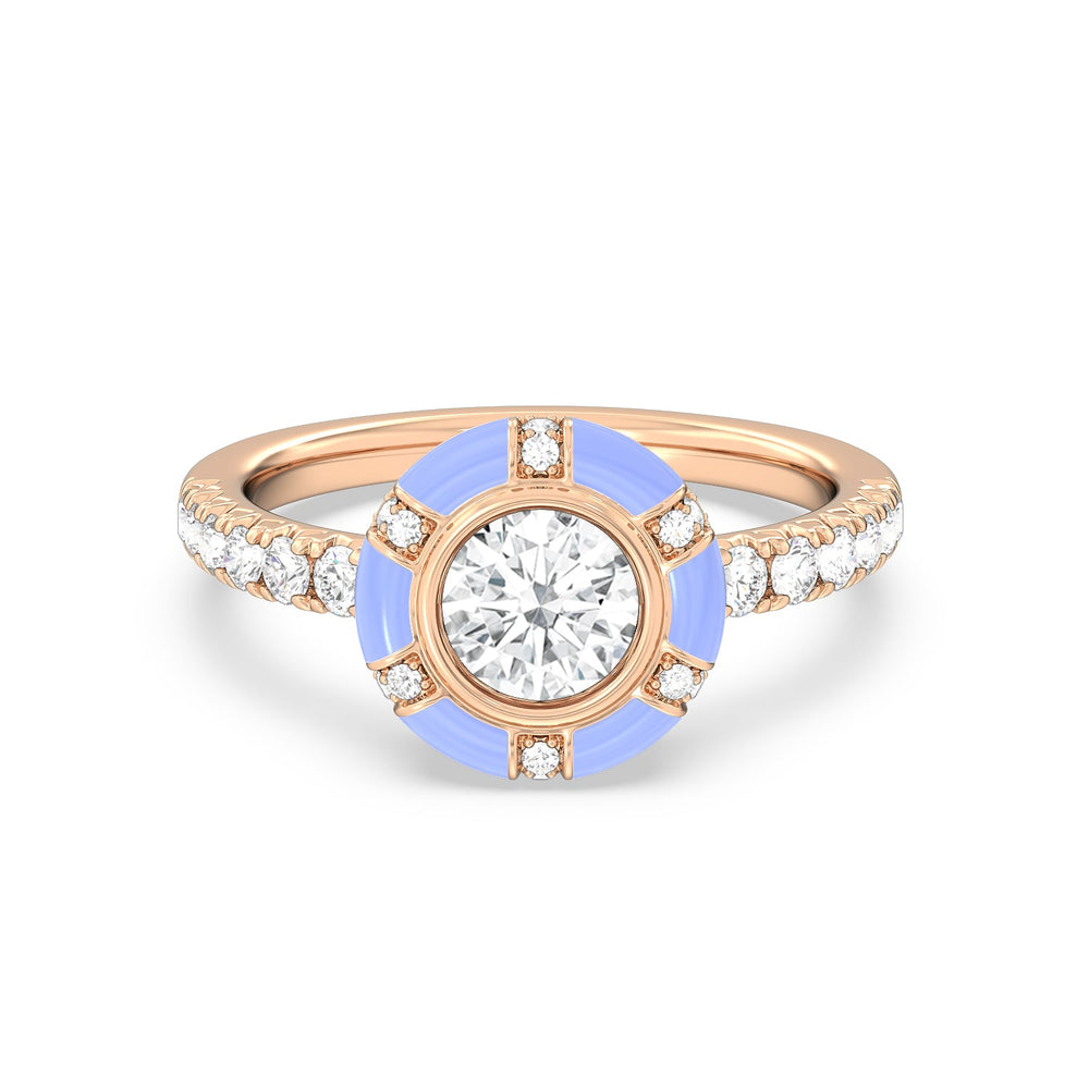 Accent Round Diamond Ring in Ceramic with 14KT Rose Gold / Sky / 1 1/3 Cut Diamond in 14KT Rose Gold / Sky / 1 1/3 view 1
