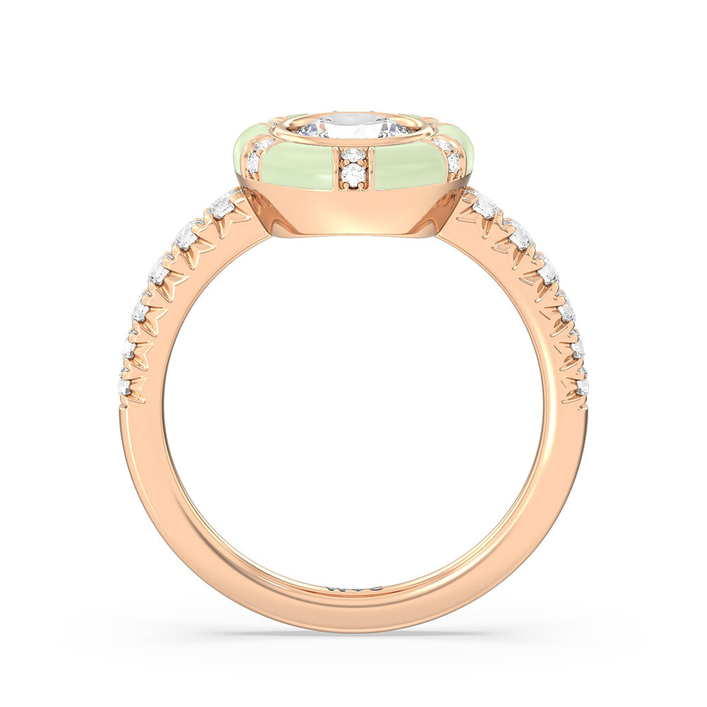 Accent Round Diamond Ring in Ceramic with 14KT Rose Gold / Olive / 1 1/3 Cut Diamond in 14KT Rose Gold / Olive / 1 1/3 view 2
