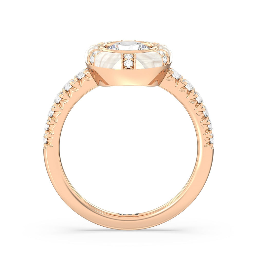 Accent Round Diamond Ring in Ceramic with 14KT Rose Gold / Pearl / 1 1/3 Cut Diamond in 14KT Rose Gold / Pearl / 1 1/3 view 2
