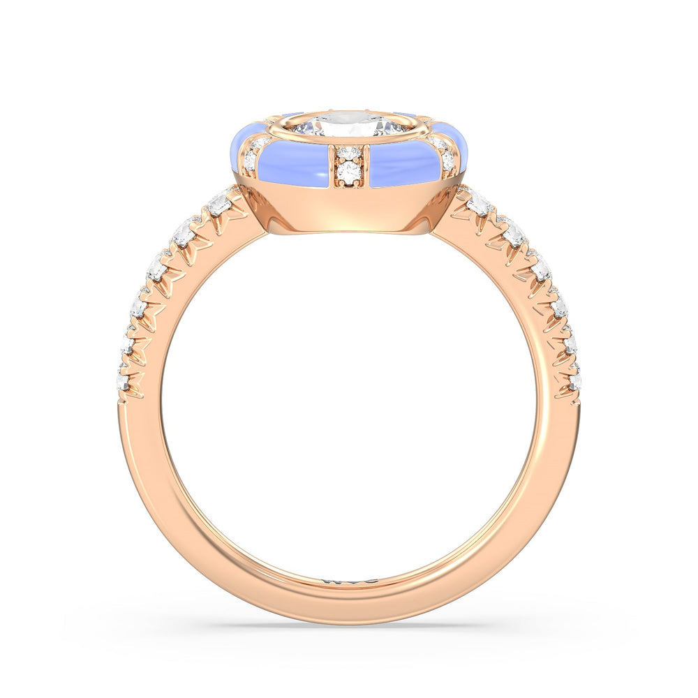 Accent Round Diamond Ring in Ceramic with 14KT Rose Gold / Sky / 1 1/3 Cut Diamond in 14KT Rose Gold / Sky / 1 1/3 view 2
