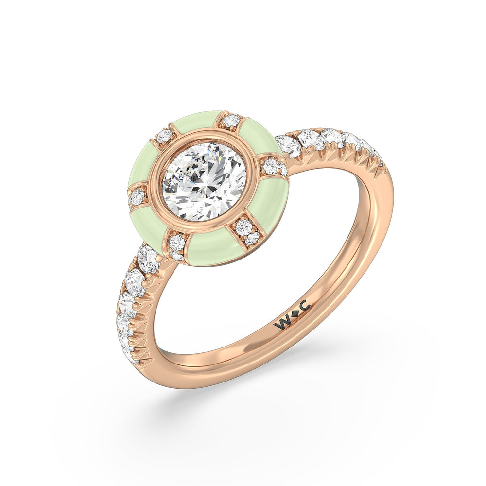Accent Round Diamond Ring in Ceramic with 14KT Rose Gold / Olive / 1 1/3 Cut Diamond in 14KT Rose Gold / Olive / 1 1/3 view 3

