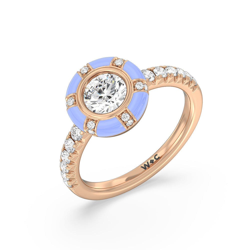 Accent Round Diamond Ring in Ceramic with 14KT Rose Gold / Sky / 1 1/3 Cut Diamond in 14KT Rose Gold / Sky / 1 1/3 view 3
