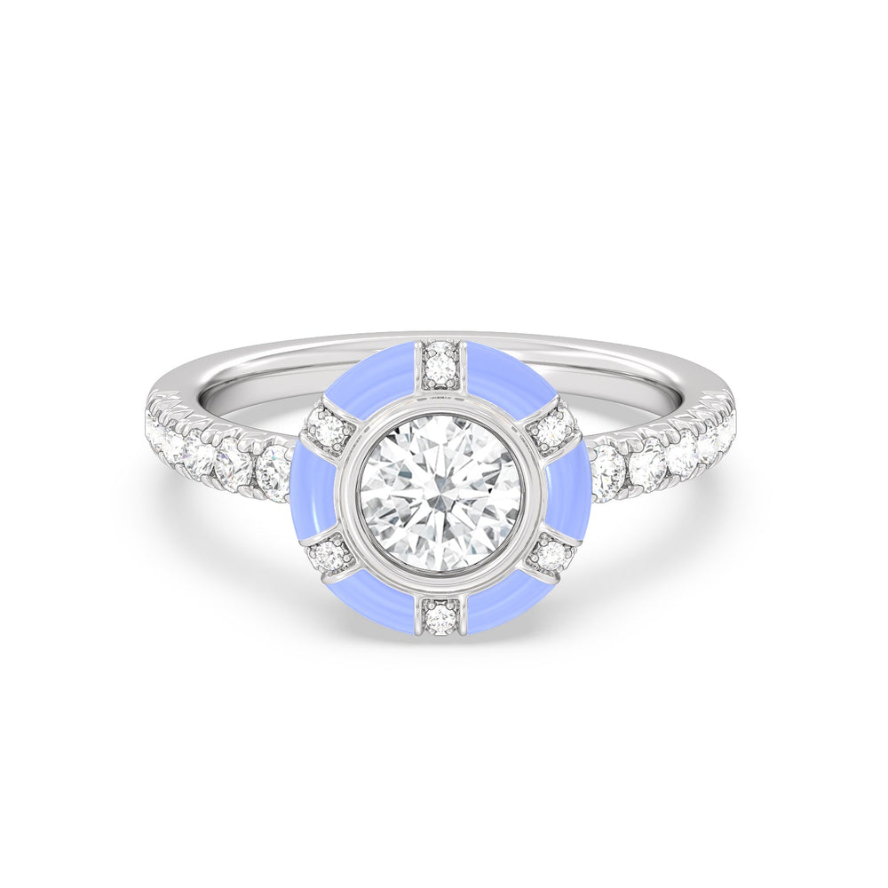 Accent Round Diamond Ring in Ceramic with 14KT White Gold / Sky / 1 1/3 Cut Diamond in 14KT White Gold / Sky / 1 1/3 view 1
