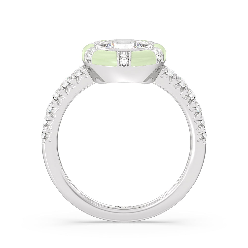 Accent Round Diamond Ring in Ceramic with 14KT White Gold / Olive / 1 1/3 Cut Diamond in 14KT White Gold / Olive / 1 1/3 view 2
