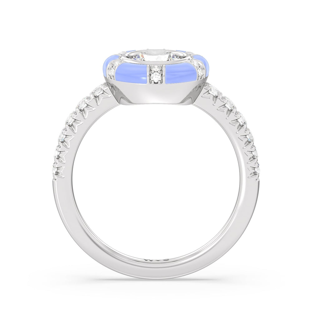 Accent Round Diamond Ring in Ceramic with 14KT White Gold / Sky / 1 1/3 Cut Diamond in 14KT White Gold / Sky / 1 1/3 view 2
