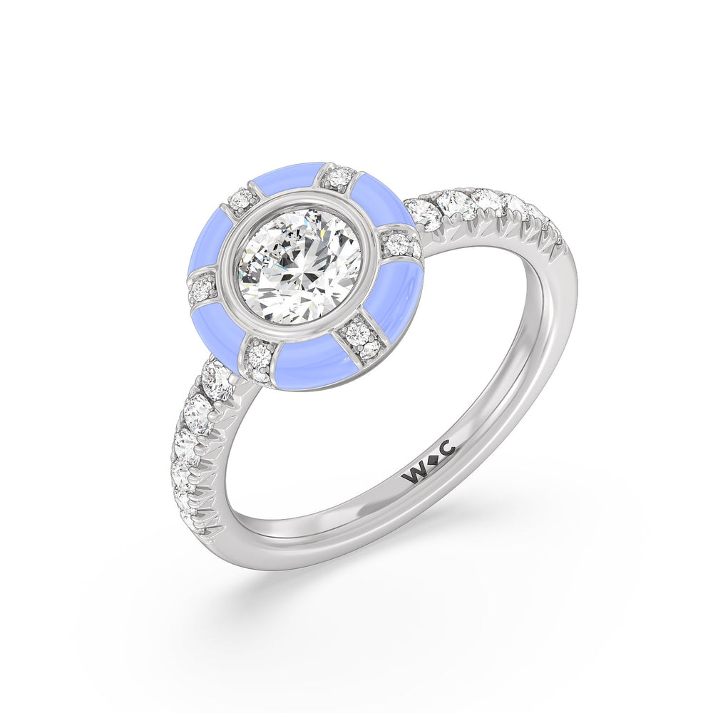 Accent Round Diamond Ring in Ceramic with 14KT White Gold / Sky / 1 1/3 Cut Diamond in 14KT White Gold / Sky / 1 1/3 view 3
