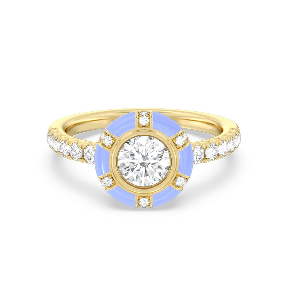 Accent Round Diamond Ring in Ceramic with 14KT Yellow Gold / Sky / 1 1/3 Cut Diamond in 14KT Yellow Gold / Sky / 1 1/3 view 1

